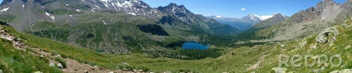Fotobehang Panorama van bergen en bergtoppen