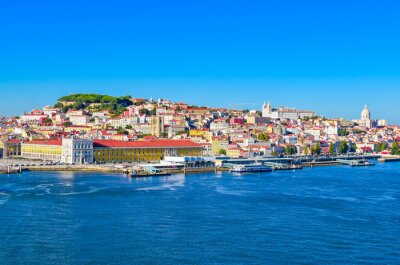 Fotobehang Panorama van de haven van Lissabon