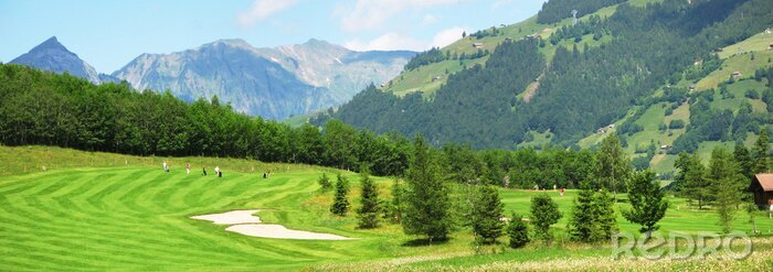 Fotobehang Panorama van een golfbaan