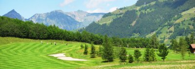 Fotobehang Panorama van een golfbaan