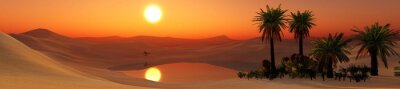 Fotobehang Panorama van een oase in de woestijn