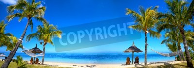 Fotobehang Panorama van een strand in Mauritius