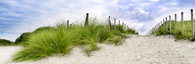 Fotobehang Panorama van een strand in Nederland