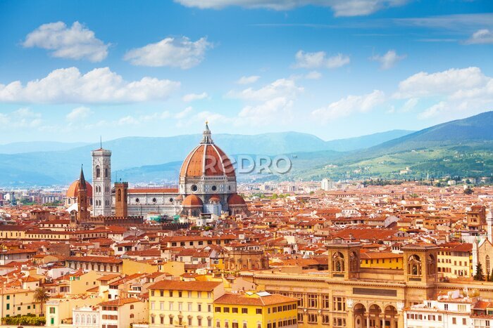 Fotobehang Panorama van Florence met de St. Mary's Kathedraal