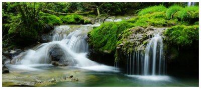 Fotobehang Panorama van groen en watervallen