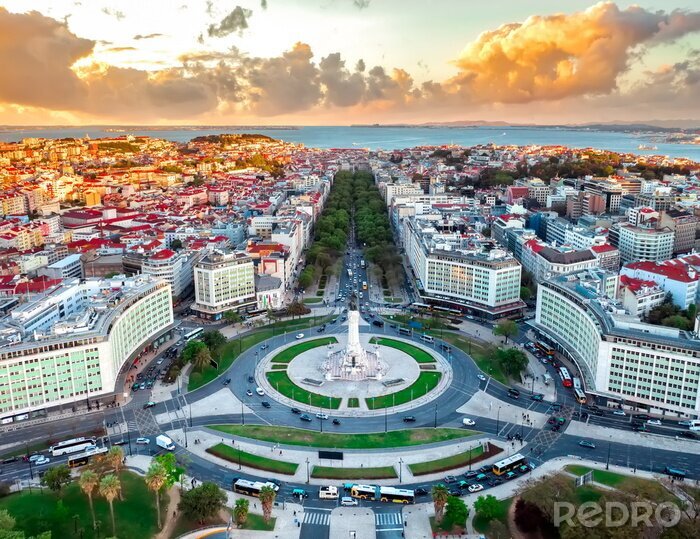 Fotobehang Panorama van Lissabon vanaf de top