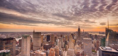 Panorama van New York bij zonsopgang