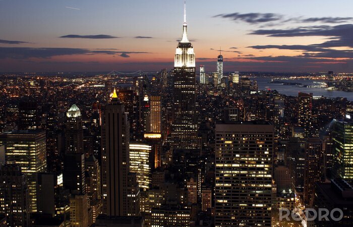 Fotobehang Panorama van New York City bij zonsondergang