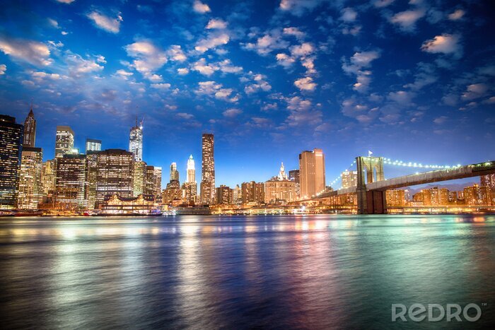 Fotobehang Panorama van New York in verzadigde kleuren