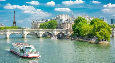 Fotobehang Panorama van Parijs en de rivier