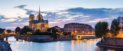 Fotobehang Panorama van Parijs en Notre Dame