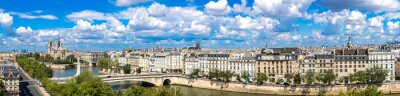 Fotobehang Panorama van Parijs en wolken