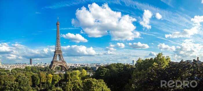 Fotobehang Panorama van Parijs met de Eiffeltoren