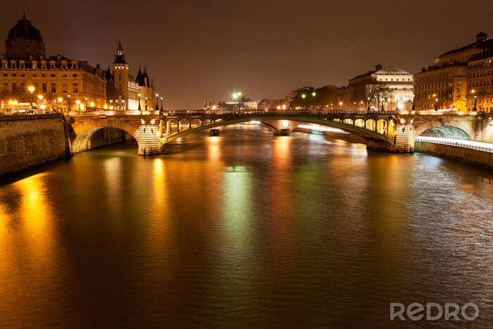 Fotobehang Panorama van Parijs 's nachts
