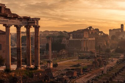 Fotobehang Panorama van Rome bij zonsondergang