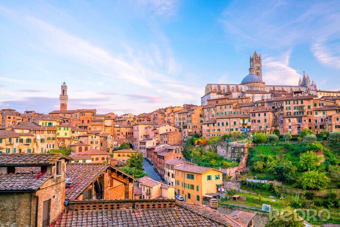 Fotobehang Panorama van Siena in Toscane