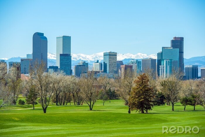Fotobehang Panorama van zonnig Denver