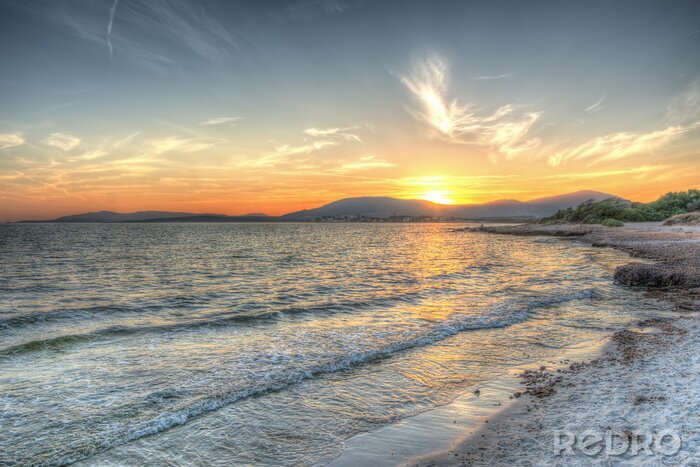 Fotobehang Panorama zonsondergang van de zee