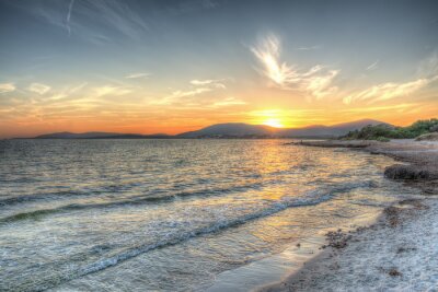 Fotobehang Panorama zonsondergang van de zee