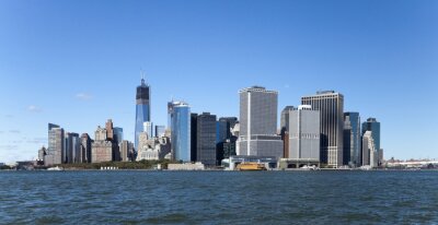 Panoramisch landschap van New York City over water