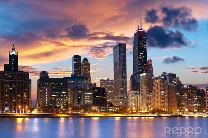 Fotobehang Panoramisch uitzicht op Chicago
