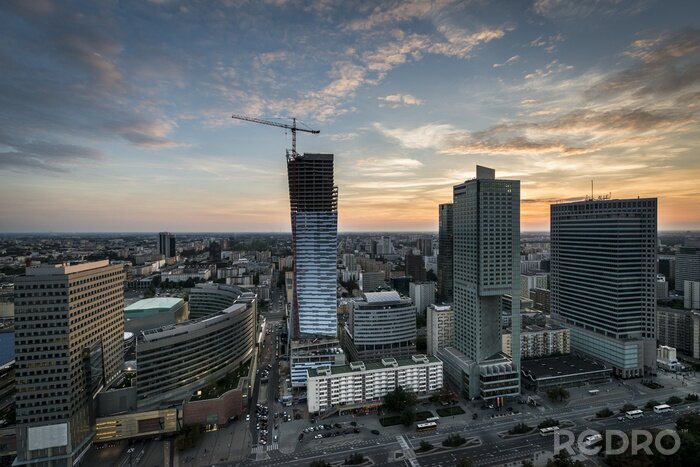 Fotobehang Panoramisch uitzicht op de architectuur van Warschau