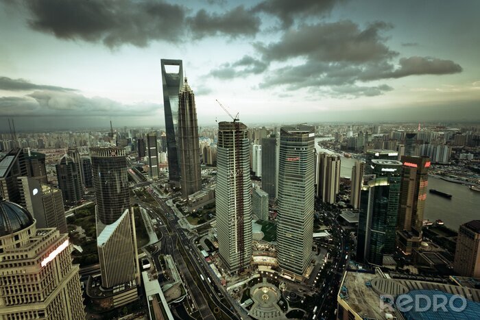Fotobehang Panoramisch uitzicht op Shanghai