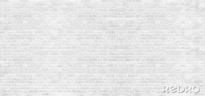 Fotobehang Panoramische witte bakstenen muur