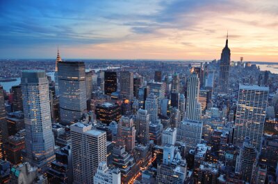 Fotobehang Panoramische zonsondergang in New York