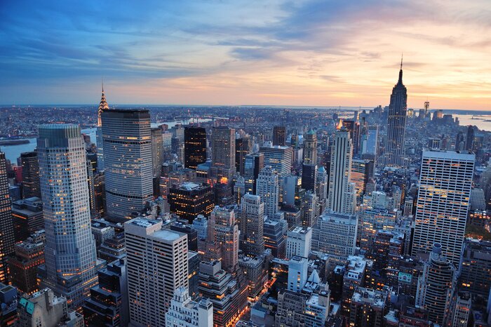 Fotobehang Panoramische zonsondergang in New York