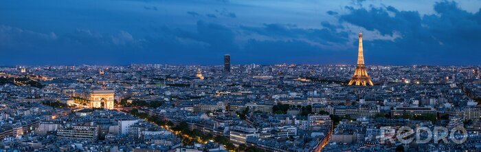Fotobehang Parijs bij nacht aan de skyline