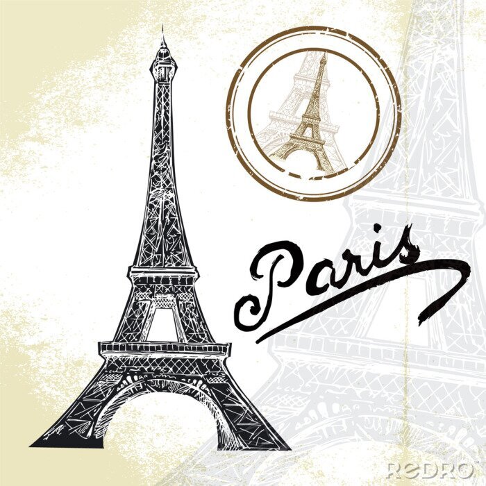 Fotobehang Parijs Eiffeltoren op een verouderde textuur