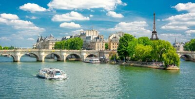 Fotobehang Parijs rivier en zonnig uitzicht