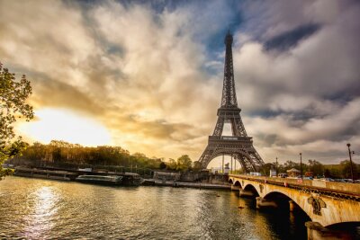 Fotobehang Parijs Seine en Eiffeltoren