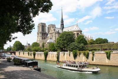 Fotobehang Parijs Seine en Notre Dame kathedraal