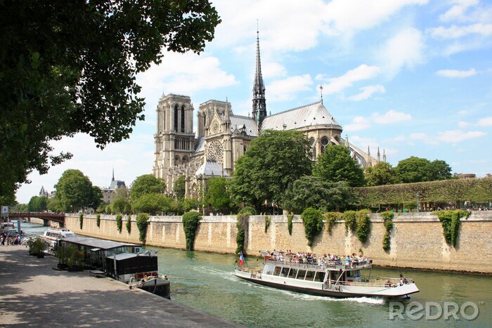 Fotobehang Parijs Seine en Notre Dame kathedraal