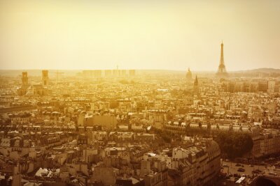 Fotobehang Parijs skyline in sepia