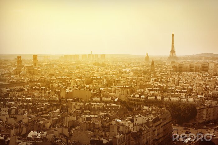 Fotobehang Parijs skyline in sepia