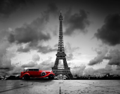 Fotobehang Parijs zwart-wit 3D Eiffeltoren