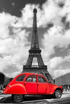 Fotobehang Parijs zwart-wit Eiffeltoren en kever