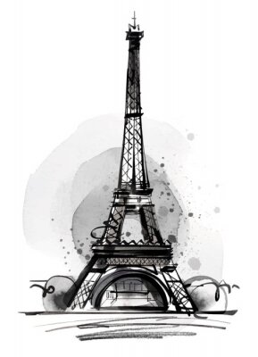 Fotobehang Parijs zwart-witte Eiffeltoren