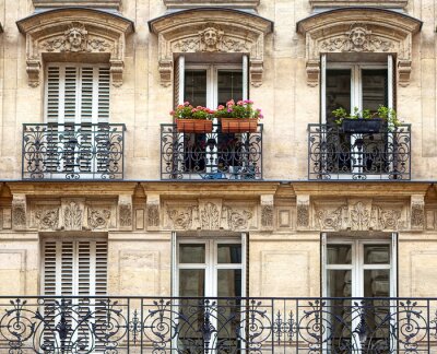 Fotobehang Parijse architectuur met balkons