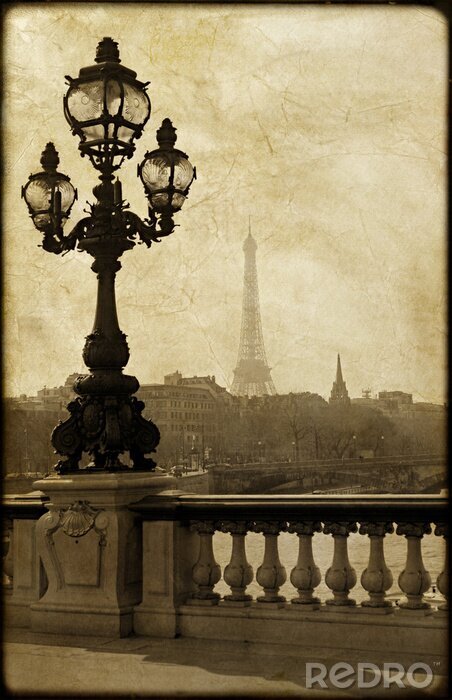 Fotobehang Parijse lantaarn in bruine kleuren