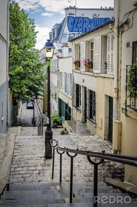 Fotobehang Parijse straten met trappen