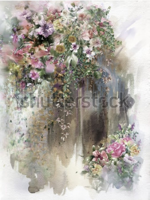 Fotobehang Pastel aquarel wortelstokken