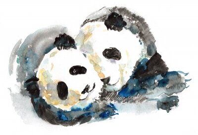 Fotobehang Pastelkleurig ontwerp met panda's