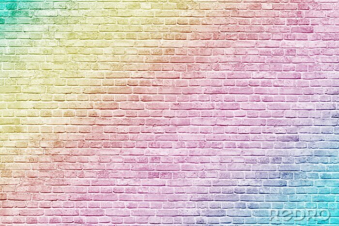 Fotobehang Pastelkleurige bakstenen muur