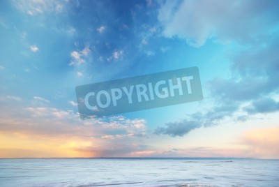 Fotobehang Pastelkleurige lucht boven de oceaan