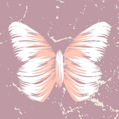 Fotobehang Pastelkleurige vlinder op een gebarsten achtergrond