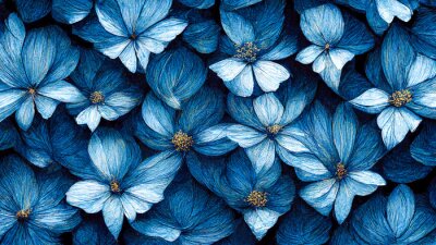 Fotobehang Patroon met blauwe bloemen